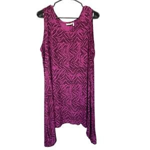 Logo Lori Goldstein Womens Midi Shift Tank Dress Plus Size 2X Patterned Stretchy